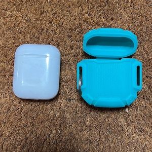 Apple AirPod Wireless Charging Case w/ Teal Bumper Cover (AirPods not included)
